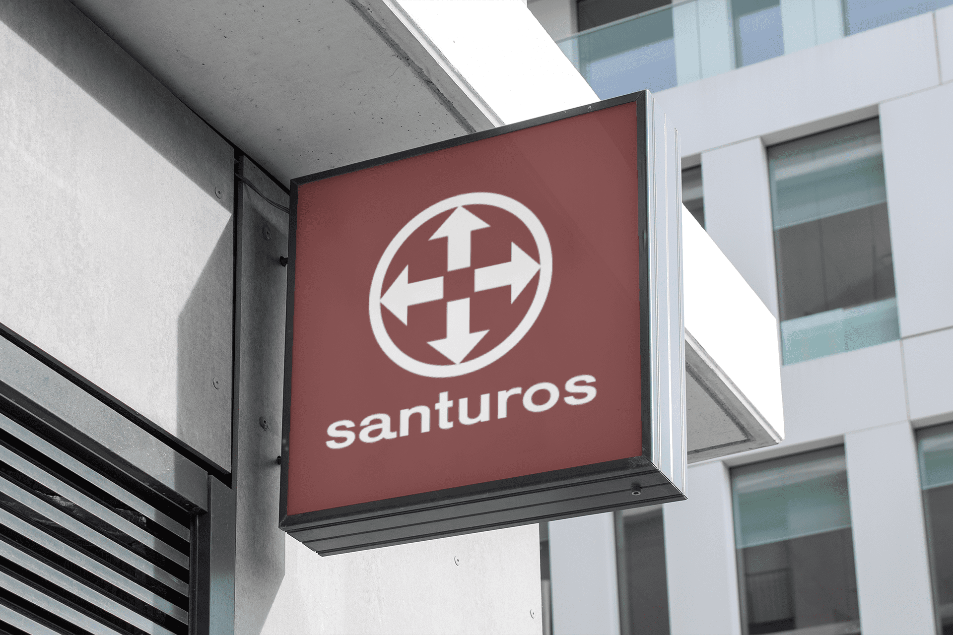 quadratisches Schild mit Logo santuros