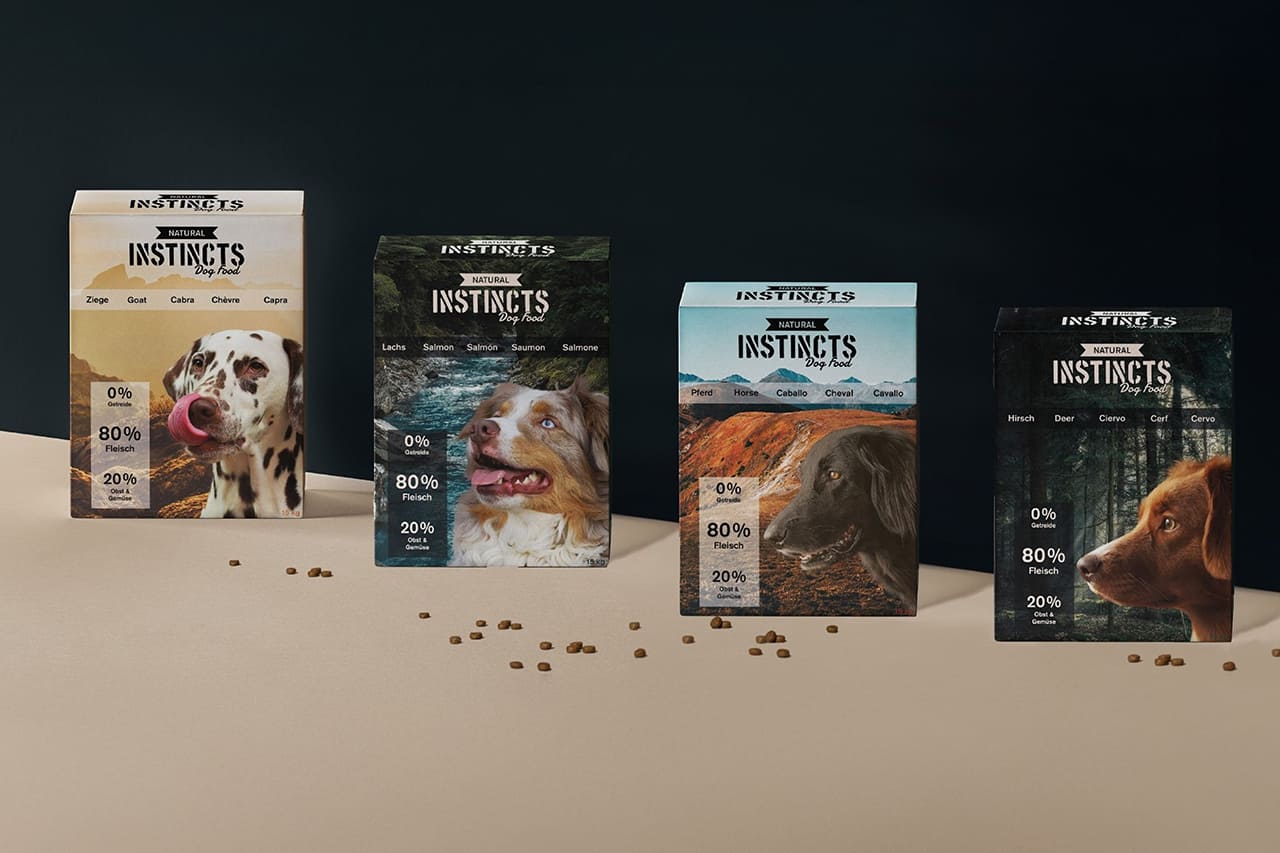Verpackungsdesign für eine Hundefuttermarke