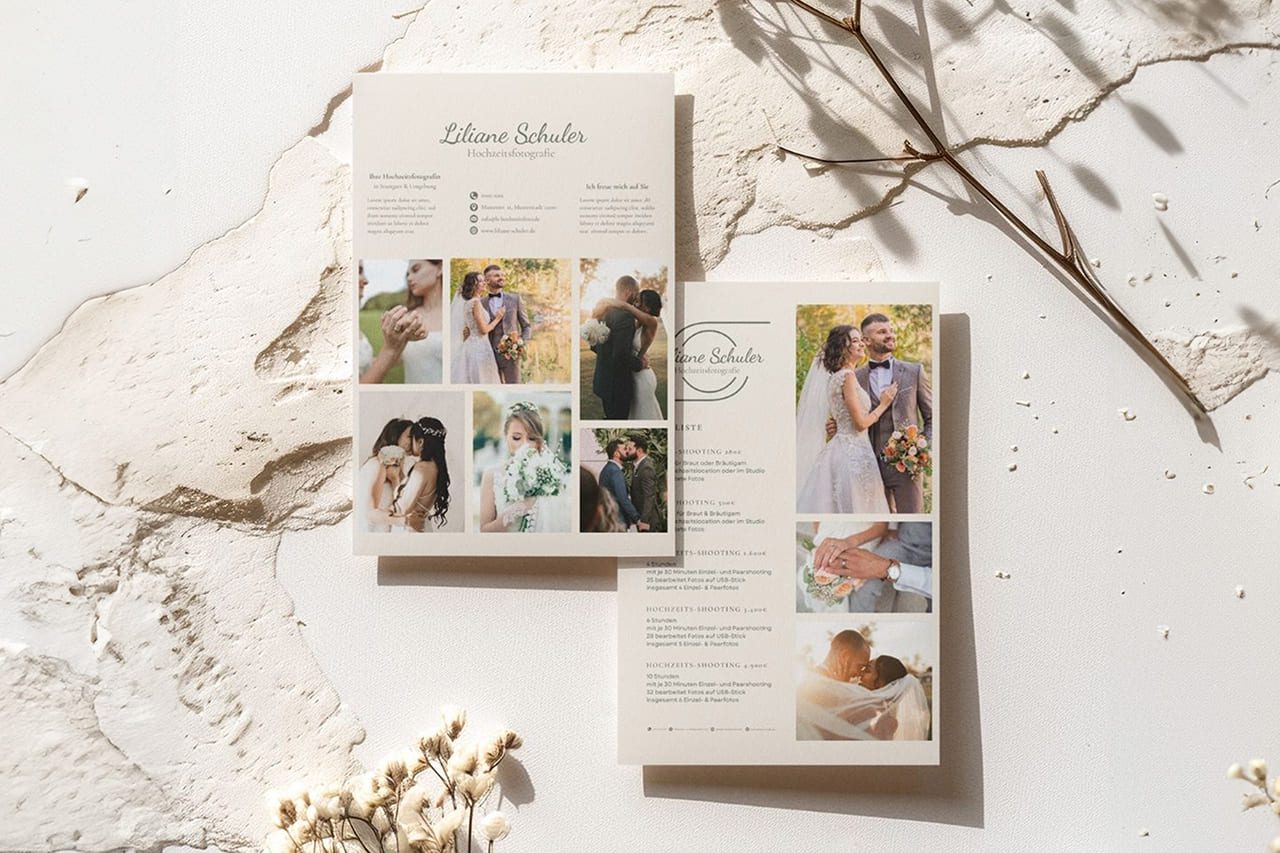 Flyer und Logo für Hochzeitsfotografin