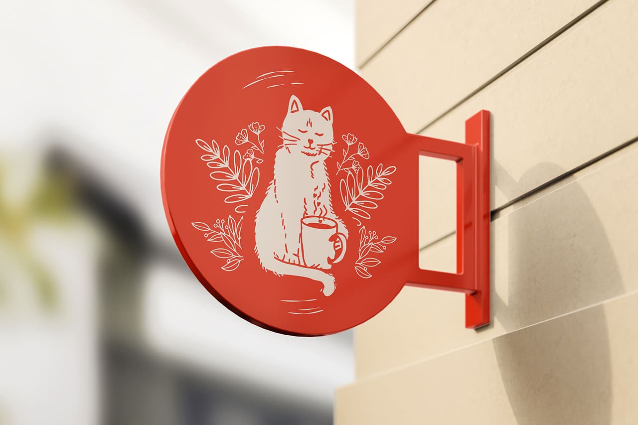 Logo Schild Katzencafe